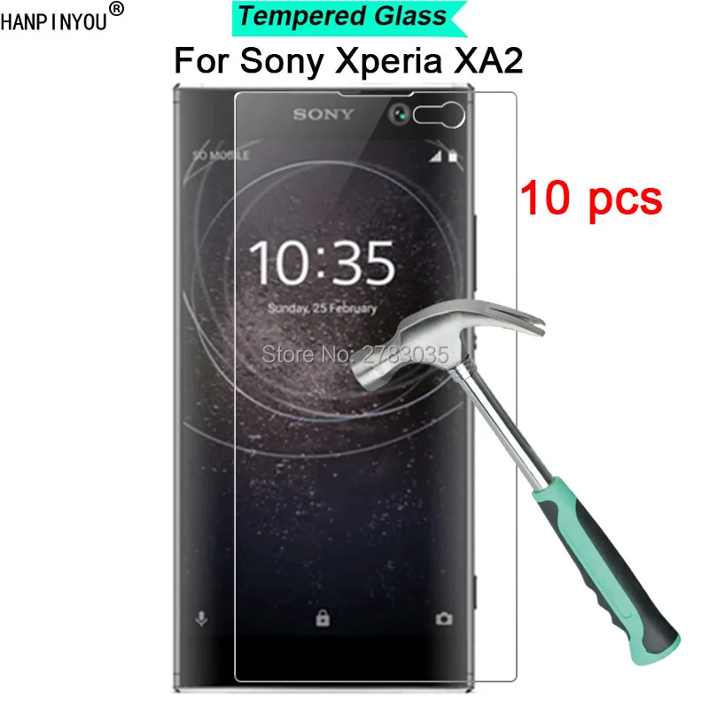 

10 Pcs/Lot For Sony Xperia XA2 / Dual 9H Hardness 2.5D Ultra-thin Toughened Tempered Glass Film Screen Protector Protect Guard
