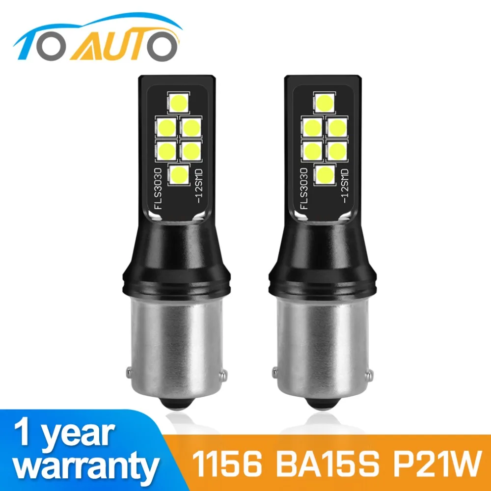 2pcs 1156 BA15S P21W LED BAU15S PY21W 1157 BAY15D P21/5W Bulbs Car 12SMD 3030 Turn Signal Reverse Lights DRL Auto Lamp 12V | Автомобили и