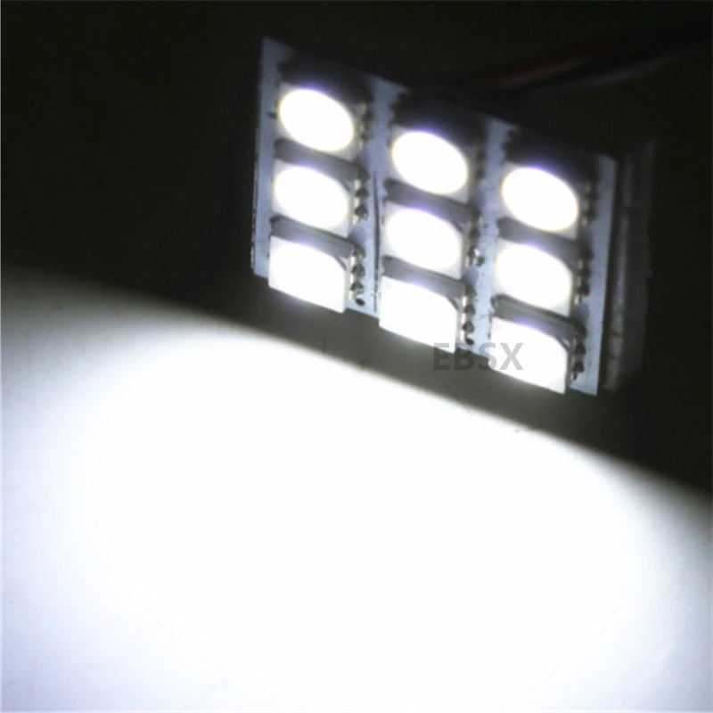 Светодиодные панели EBSX 100 шт./лот 5050 9 SMD с адаптерами T10 + гирлянды автомобильные