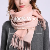 winter women 100 wool scarves autumn warm pink echarpe femme luxury shawls and wraps ladies neckerchief pashmina 170x30cm