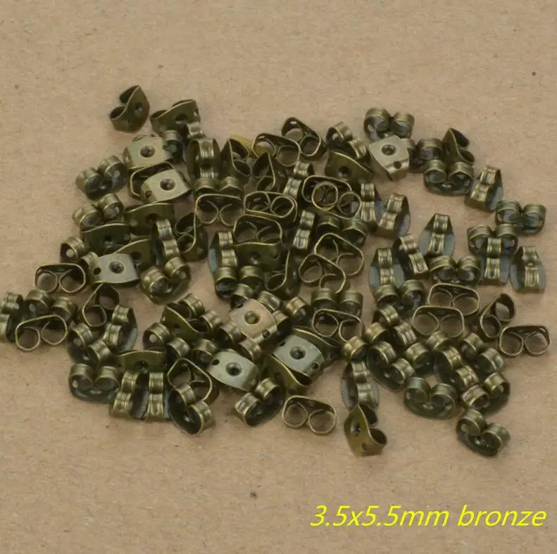 hde 3.5x5.5mm bronze 100 шт хирургические серьги из нержавеющей стали, серьги-бабочки, затычки, тональные серьги, гайки, фиксаторы для ювелирных изделий DIY - Цвет: hde 3.5x5.5mm bronze