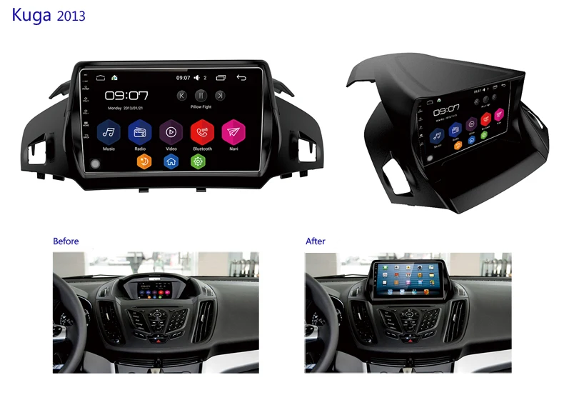 Для android автомобиля ford kuga 2 2013 din Автомобильная рамка для hands free Беспроводная