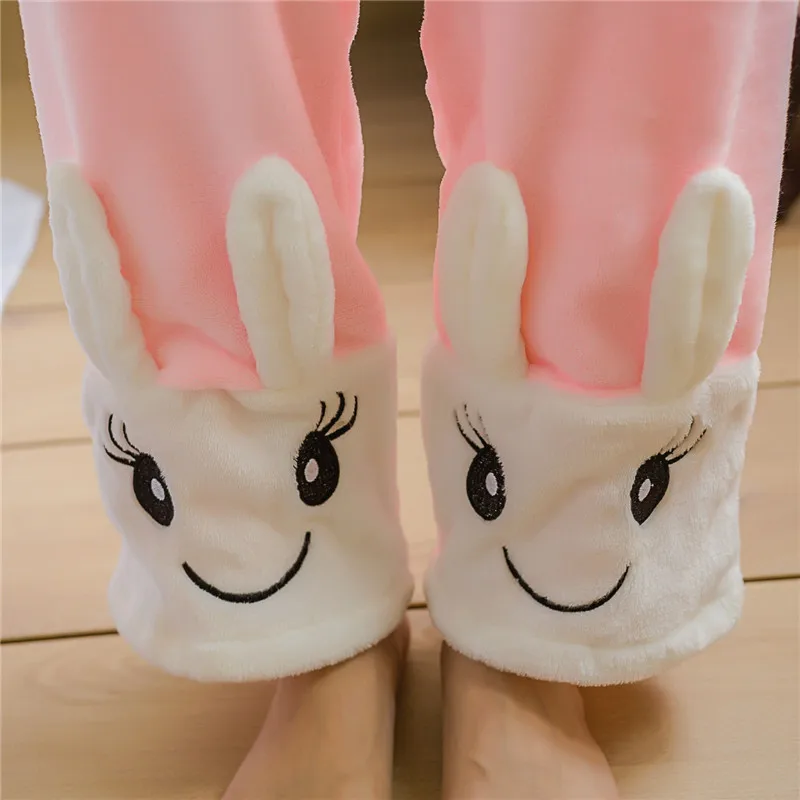 Женские Фланелевые пижамы с длинными рукавами круглым вырезом и принтом