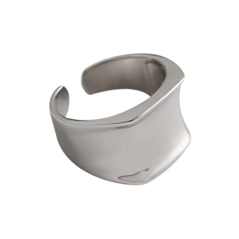 

100% 925 sterling silver geometric square wide rings for women fine jewelry, punk rock opening ring woman silver 925 accessories