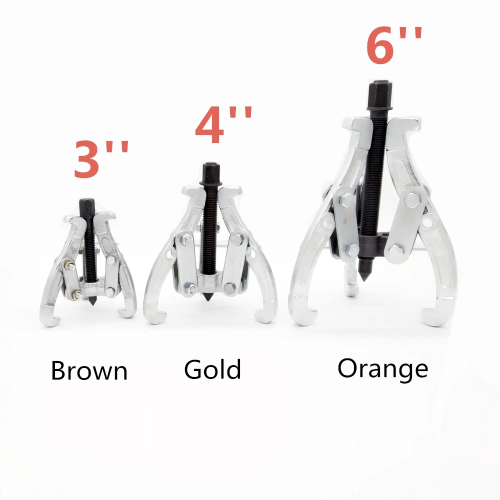 

3 Jaw Bearing Puller Auto Gear Remover Pulling Extractor Tool w/ Reversible Legs 3" (Brown) 4'' (Gold) 6'' (Orange)