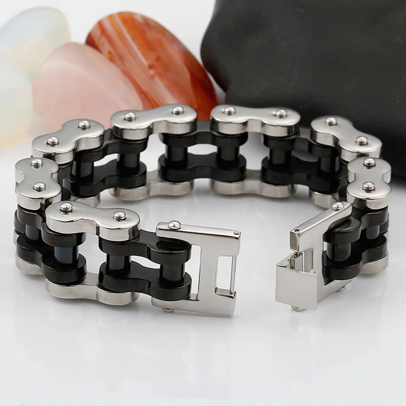

TrustyLan New Gold Color Stainless Steel 22MM Motorcycle Bicycle Chain Bracelet Men Punk Rock Biker Jewelry Friendship Bracelets