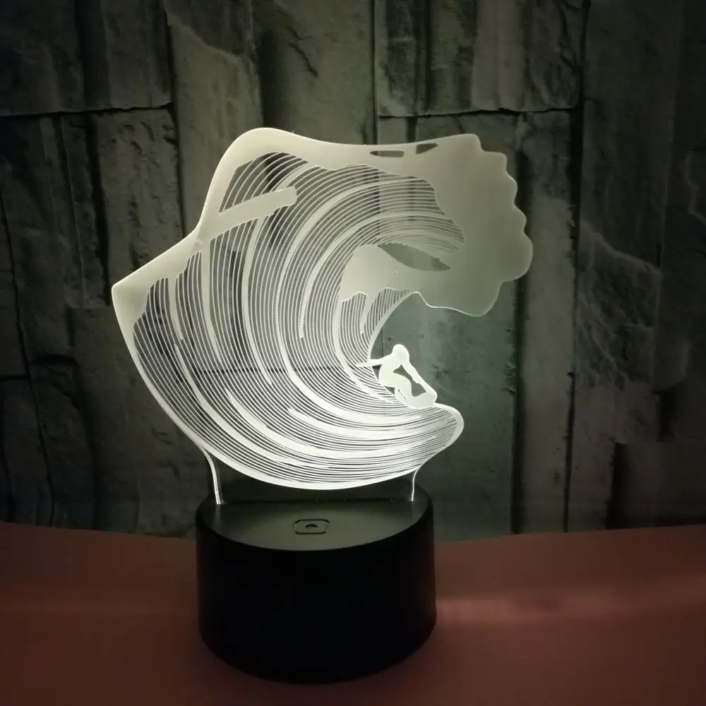 Волнистый Симпатичный 3d светильник с сенсорным пультом дистанционного