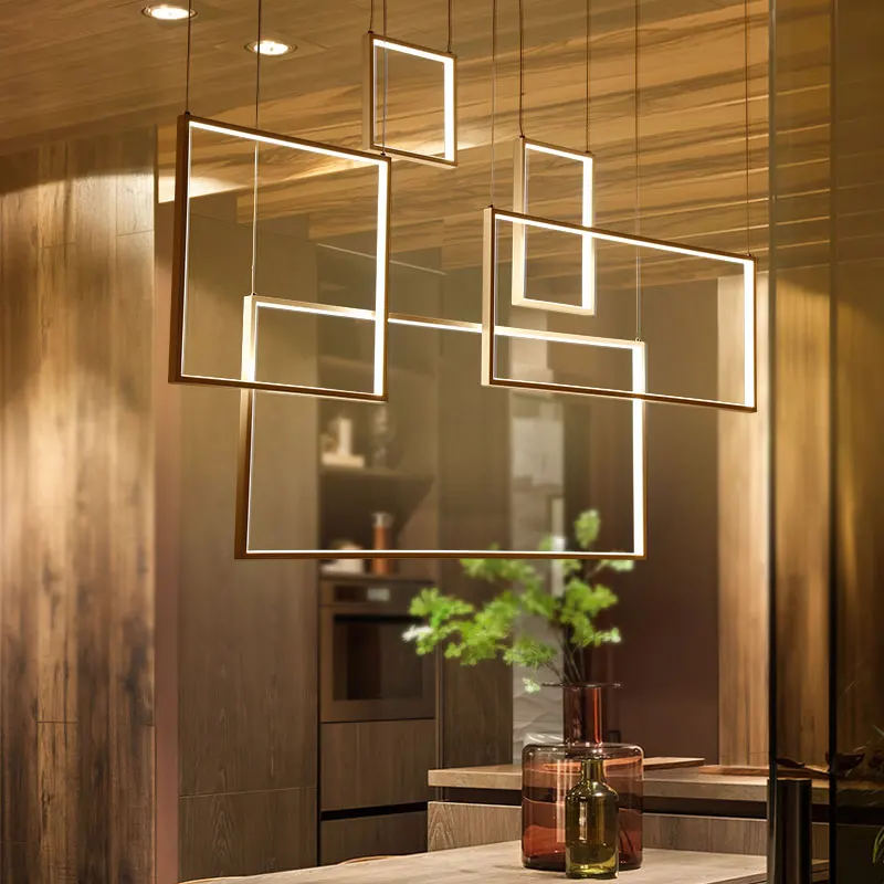 

Square Modern LED chandelier acrylic lights lamp for dinning room living room hanging pendant Chandelier Fixture free shipping