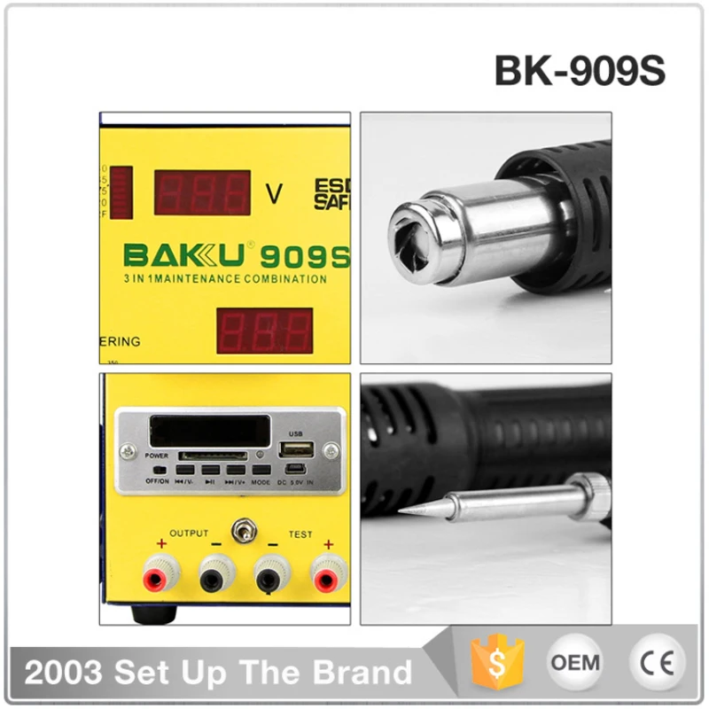 BK-909S паяльник с двойным цифровым дисплеем комбинированная сварочная станция