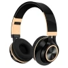 Black Gold Беспроводные наушники Bluetooth гарнитура складные наушники регулируемые наушники с микрофоном для мобильного телефона Поддержка TF карты FM - Цвет: Black Gold