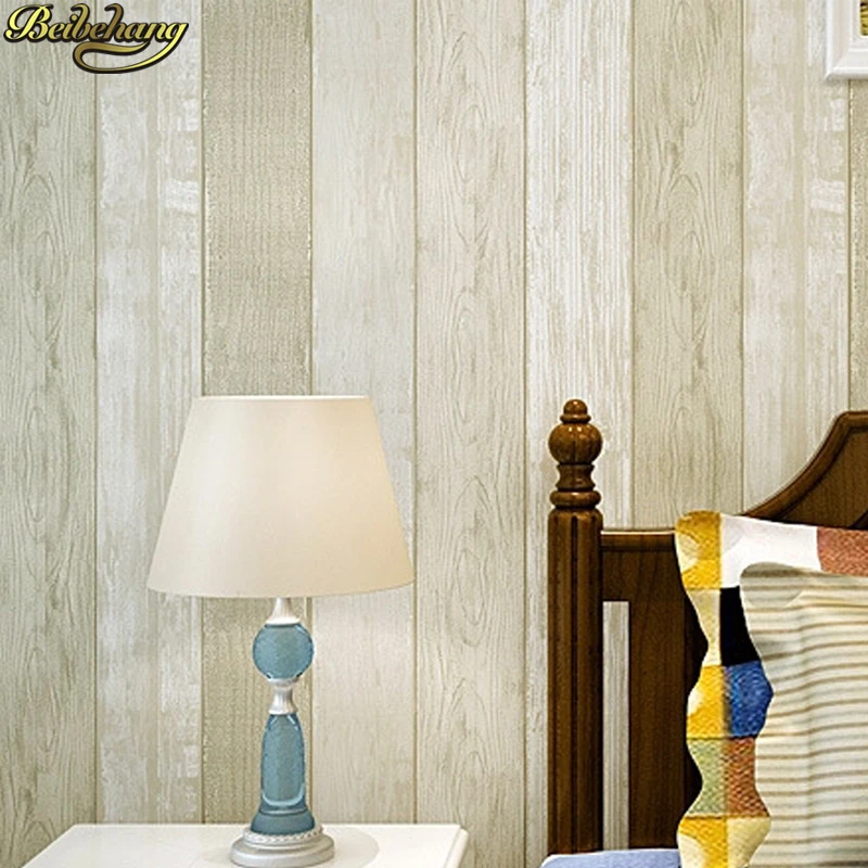 beibehang papel de parede 3d Vintage Mediterranean wooden board Stripe Wallpaper for Wall Covering wall papers home decor roll |