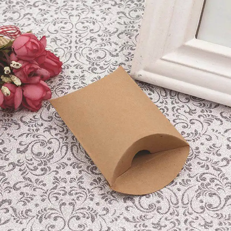 50PCS Creative Kraft Paper Pillow favor Box Wedding Party Favour Gift Candy Boxes Home Birthday Supply | Дом и сад