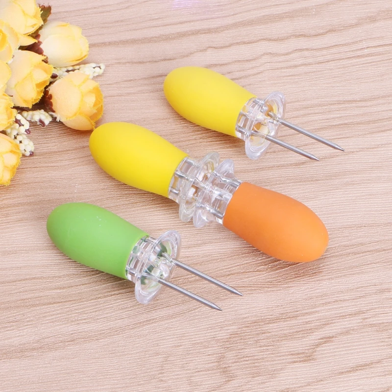 2 шт. Нержавеющая сталь Кукуруза в початках держатель шпажки барбекю щипцы мягкая