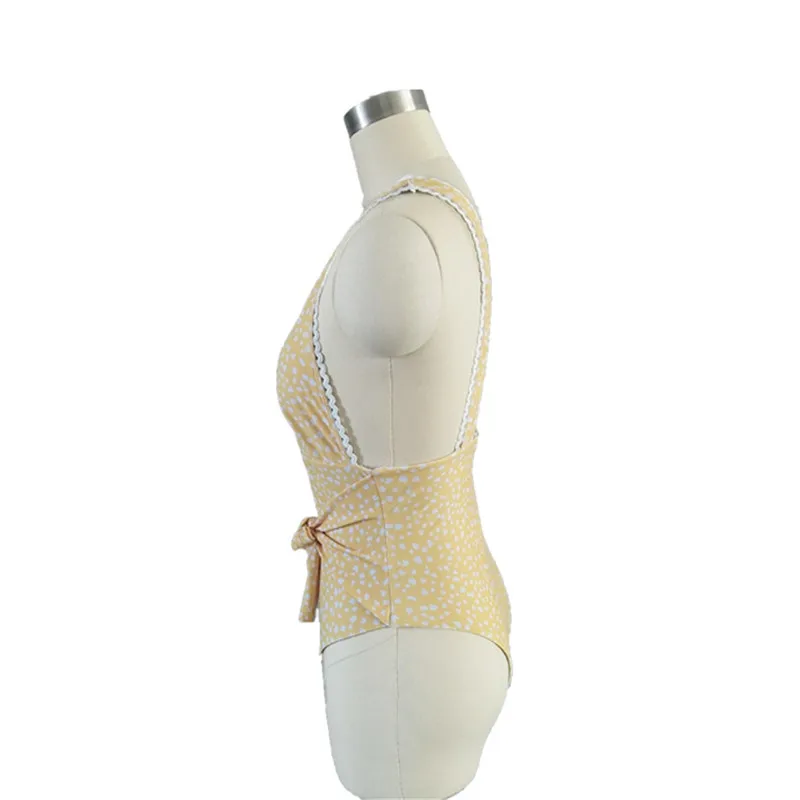 Женский купальник в горошек SAKKUS монокини с бантиком и пуш ап пляжная одежда