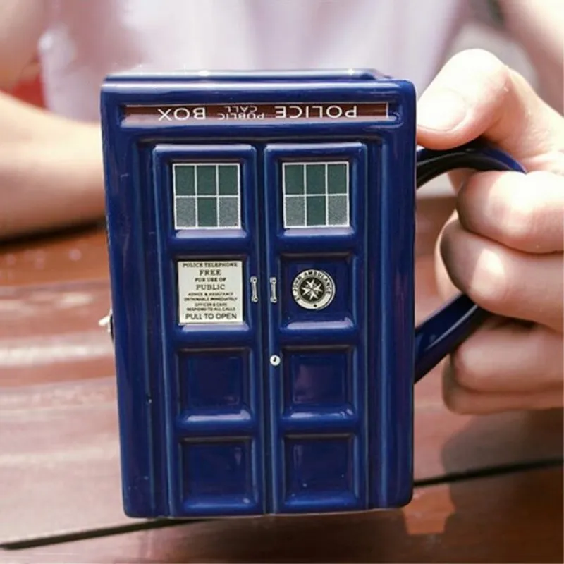 Фарфоровая квадратная кружка Doctor Who Figural Tardis кофейная чашка с покрытой ложкой