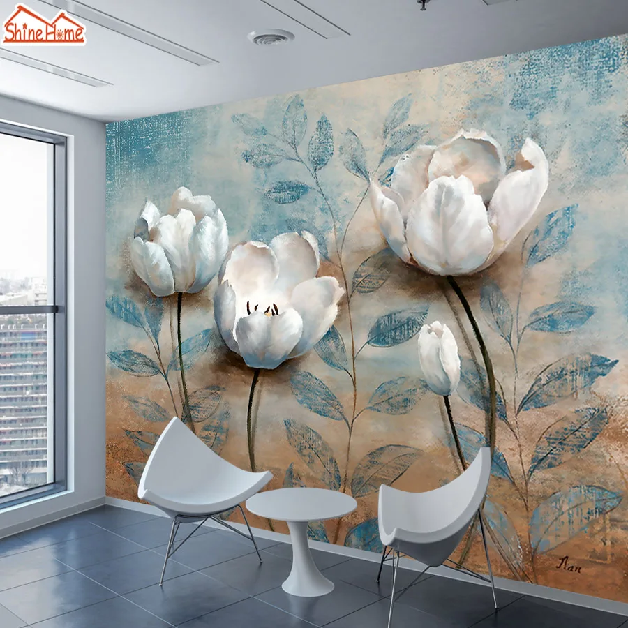 

Floral 8d Silk Wallpaper 3d Mural Wallpapers for Living Room Contact Wall Paper Papers Home Deor Bedroom Peel and Stick Murals