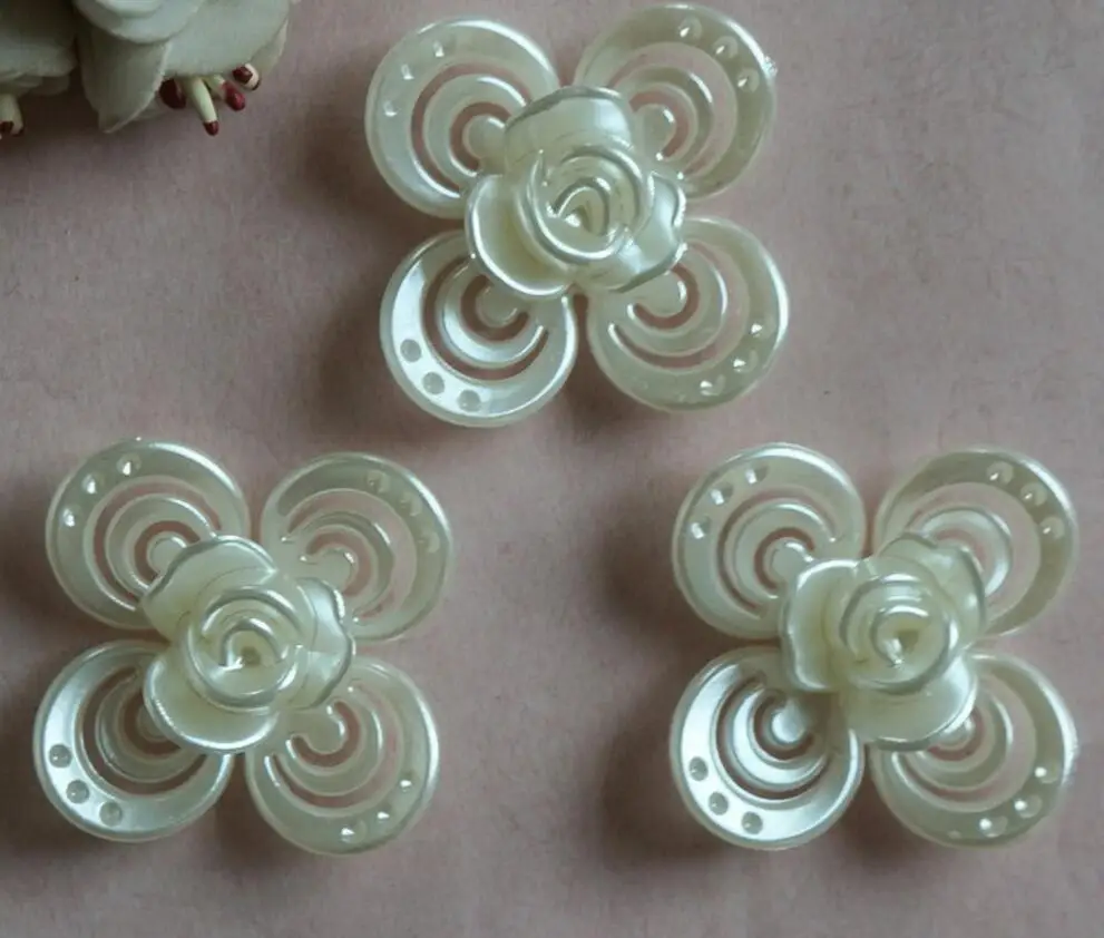 100pcs 40mm Beautiful ABS Pearl Hollow Rose Beads Flat Back For Hair Peice Tiaras Jewelry Scrapbooking Craft DIY | Дом и сад