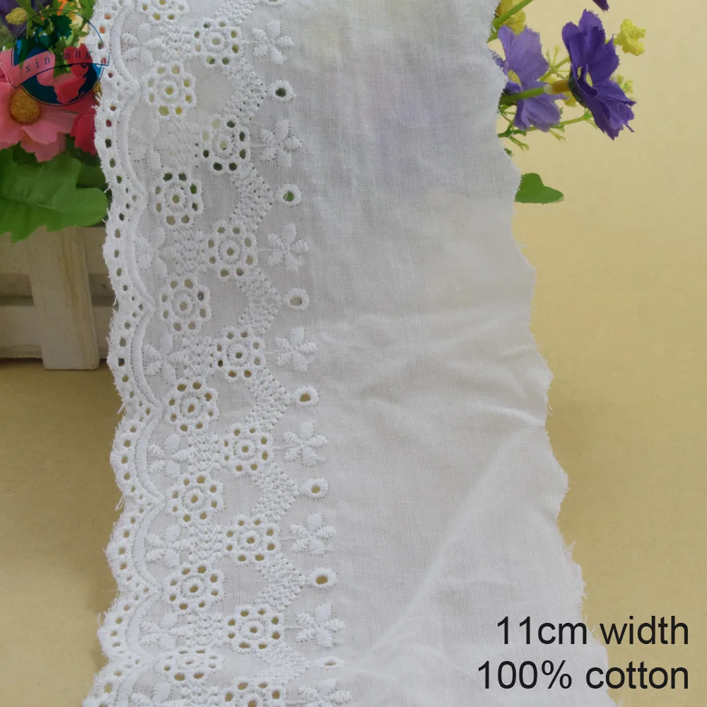 

10yards 11cm 100% Cotton embroid lace sewing ribbon guipure lace african lace fabric trim warp knitting DIY Accessories3756