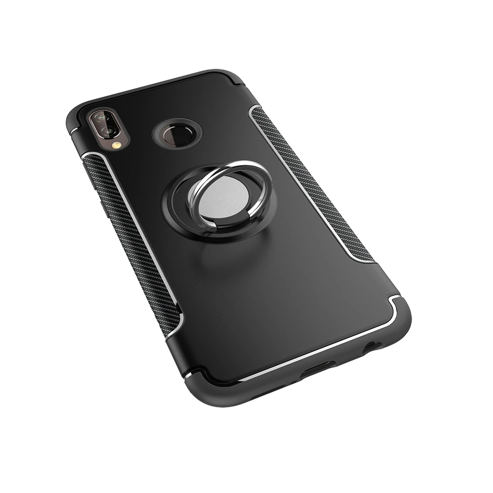 Для Huawei P20 Lite/Nova 3E Чехол Премиум жесткий Гибридный 2 в 1 армированный палец Grip Ring