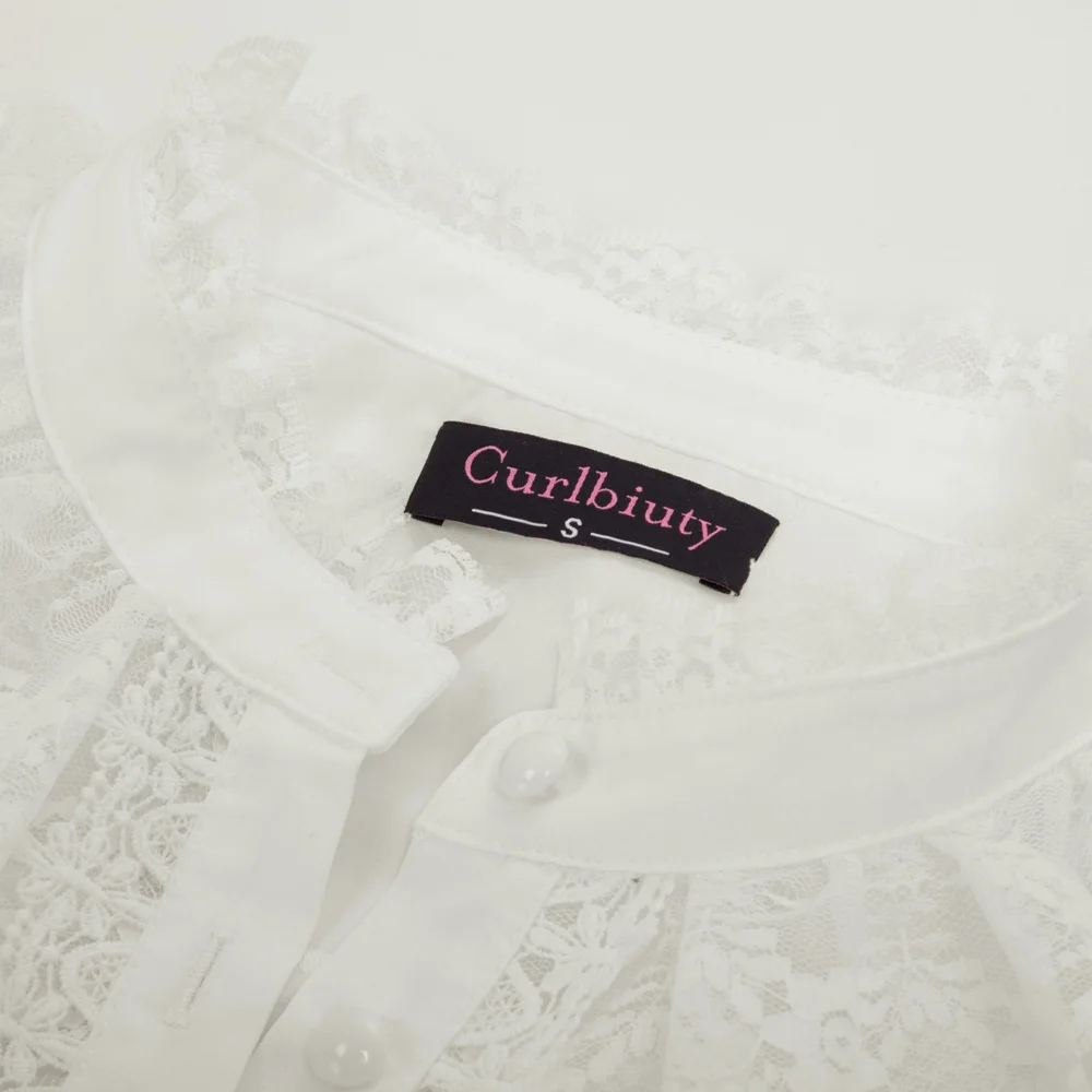 Женская винтажная блузка с длинным рукавом кружевная в готическом стиле