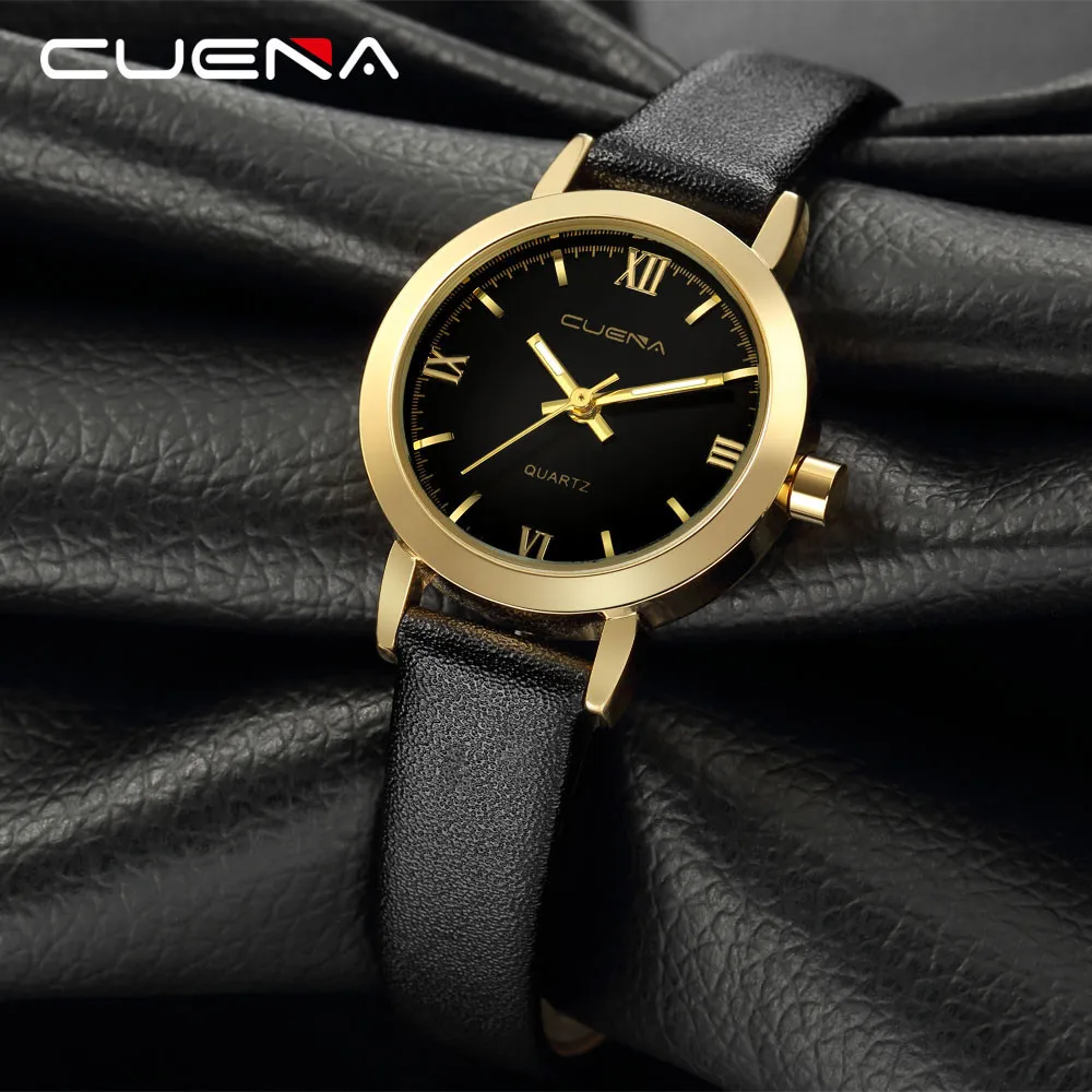 Женские наручные часы CUENA кварцевые кожаные высокого качества женские