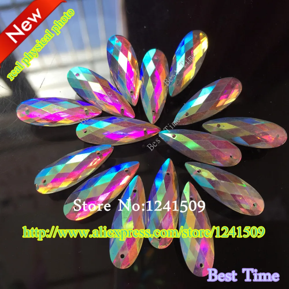 Блестящие прозрачные камни из смолы 2 отверстия белый цвет 8x22 м 200 шт. Пришивные