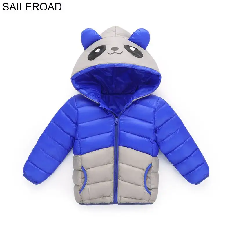 SAILEROAD/маскарадный костюм с пандой для детей от 3 до 8 лет зимняя детская верхняя одежда белое пуховое пальто теплый пуховик для мальчиков и девочек - Цвет: blue