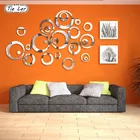 Акриловые зеркальные наклейки на стену, кольца для спальни, наклейки для украшения дома, 24 шт.4 набора, Виниловая наклейка для дома