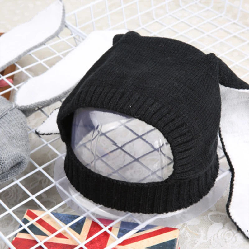 NEW Cute Baby Winter Hat Bunny Ear Rabbit Caps Girl newborn photography props Knitted Cotton protection Beanie Cap | Детская одежда и