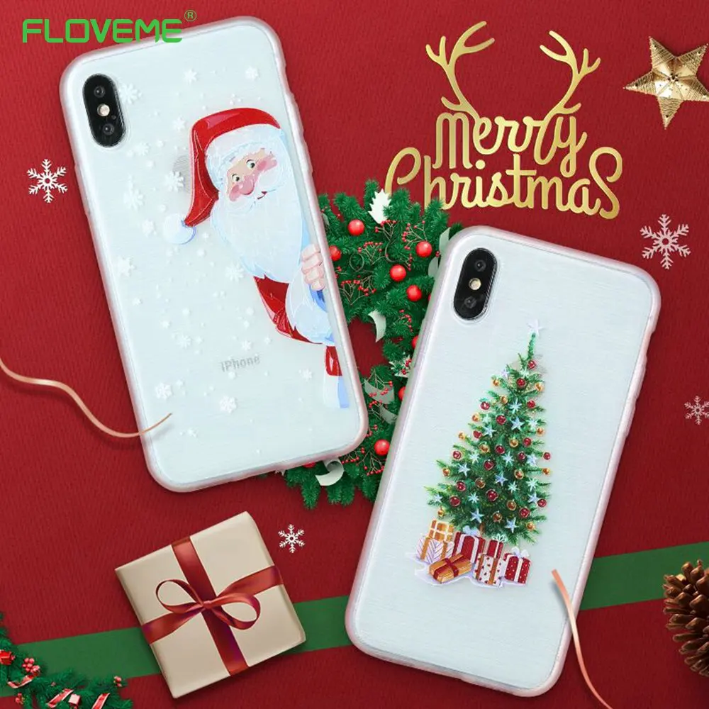 FLOVEME Рождественский чехол s для iPhone XS Max XR X 8 7 6S 6 Plus 2020 новогодний телефона Мягкий
