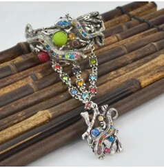 colorful Панк, 3 цвета, Ретро стиль, серебро, модные, стразы, талисманы, браслеты, браслеты с милыми маленькими гекконами, уникальный браслет на запястье - Окраска металла: colorful