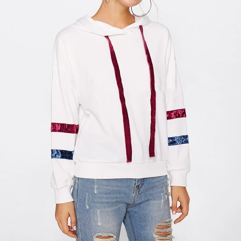 Women Hoodies Sweatshirts 2017 Autumn Fashion Hooded Tops Female Casual Loose Long Sleeve Splice Leisure Sexy Blusas Pullover | Женская