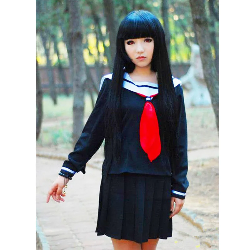 Coshome костюмы для косплея аниме Hell Girl Enma Ai длинные парики 100 см школьная Матросская