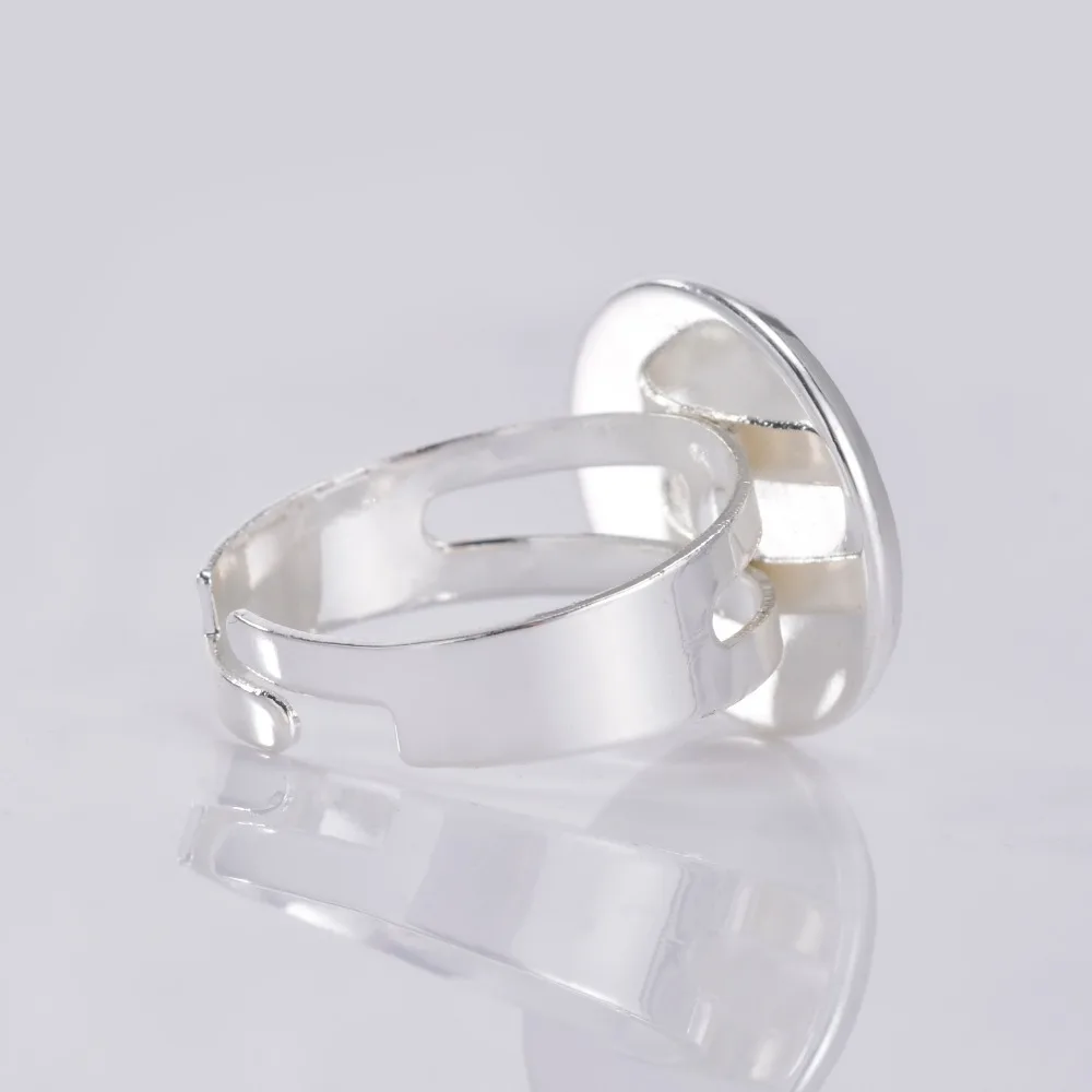 16 мм круглая подкладка посеребренное регулируемое кольцо заготовки основа