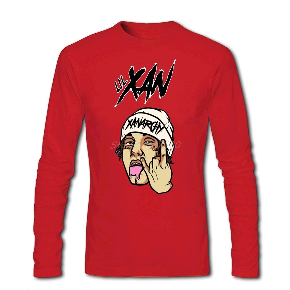 Lil Xan T Shirt Custom Long Sleeve Mens Shirts Fashion 2019 Hiphop Online Cotton Crewneck Funny | Мужская одежда