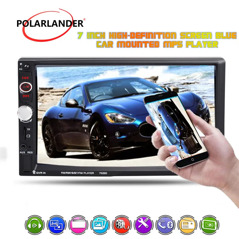 2 Din 7-дюймовое зеркало для телефона Android автомобильное радио MP5 плеер Bluetooth