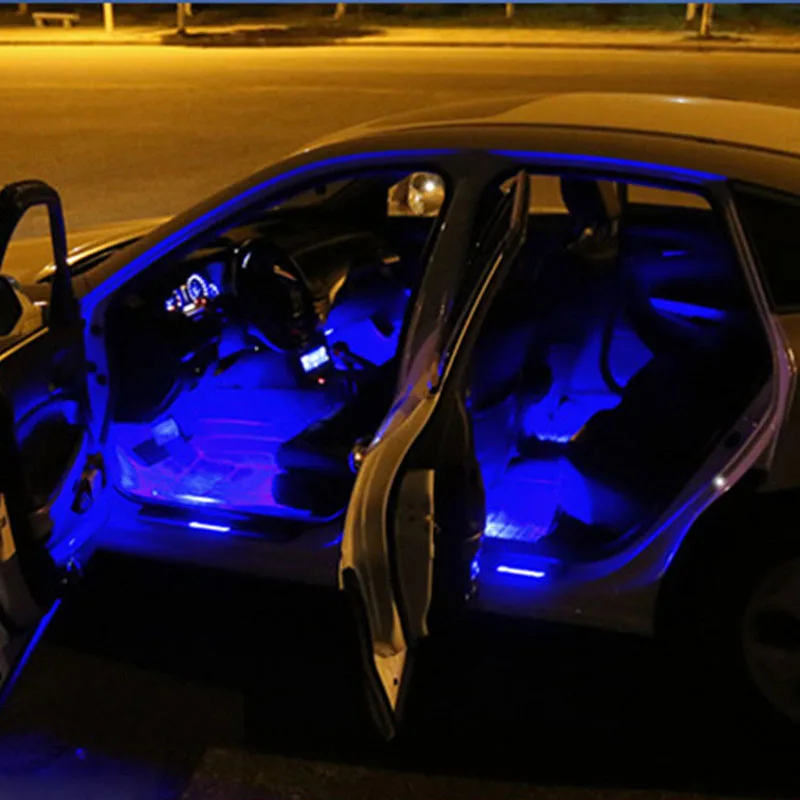 4в1 DC 12 В синий супер яркий Автомобильный интерьер Footwell Декор атмосфера