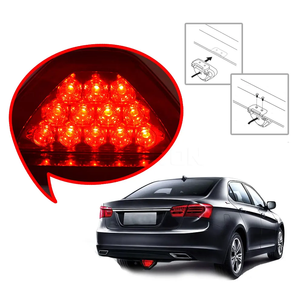 Universal 12V Led Brake Stop Light Triangle 12 LED Car Rear Tail Reverse Safety Strobe Lamp Fog light Warning lamp | Автомобили и