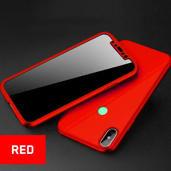 Red 360 градусов Полная защита противоударный жесткий чехол для Xiaomi 8 6X чехол Redmi 5 Plus 6 6A 6 Pro Note 5A Prime S2 чехол s оболочка Coque - Цвет: Red