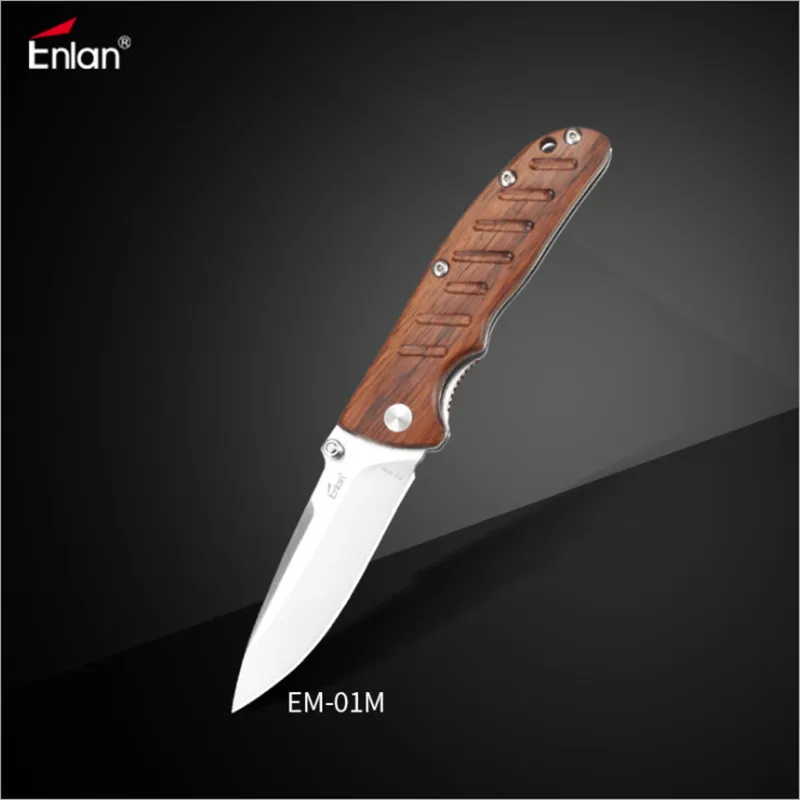 Enlan EM-01M, маленький складной нож для повседневного использования, 8Cr13MoV лезвие, деревянная ручка, для кемпинга, выживания, Военный карманный нож для повседневного использования