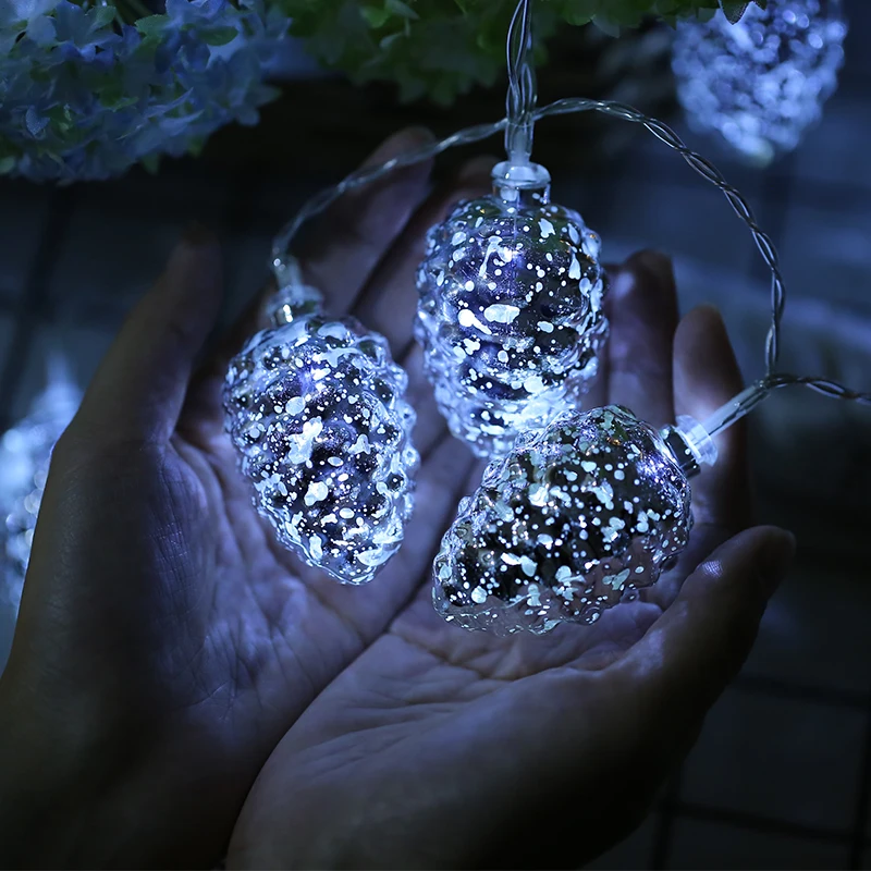 

10Led Fairy Speck Silver Pine Nuts Battery Operated String Lights 1m LED Decoration For Christmas Garland On The Window New Year