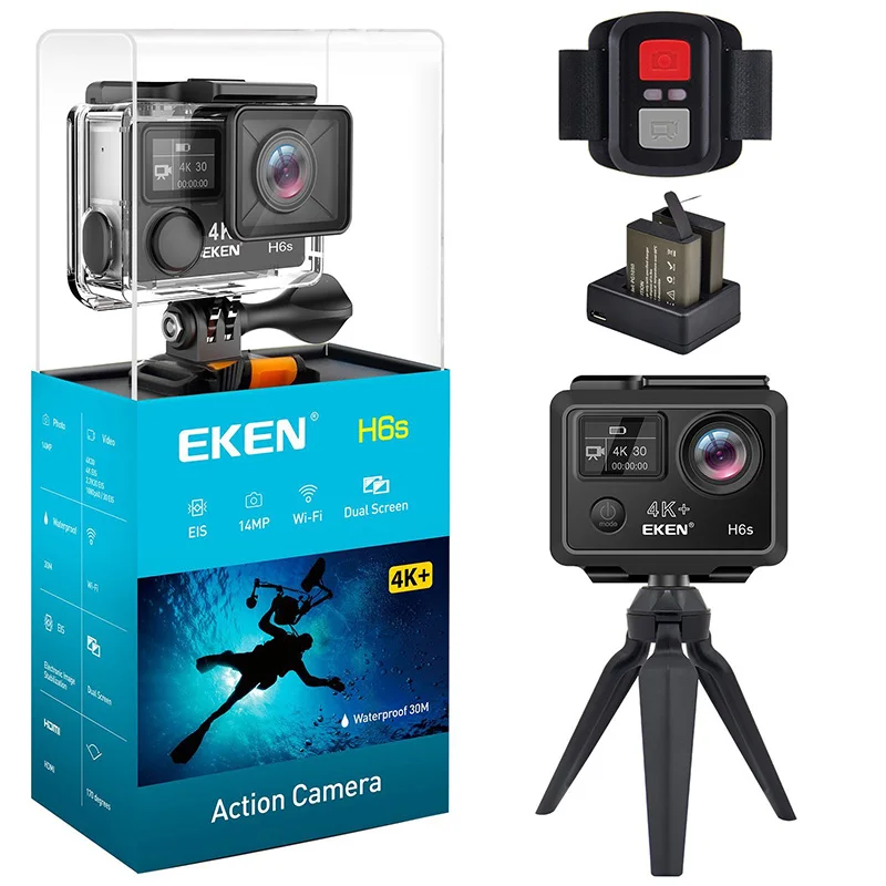 Экшн камера eken H6s 4 K 30 кадров в секунду видео wifi 14 МП Ультра HD с чипом A12 м