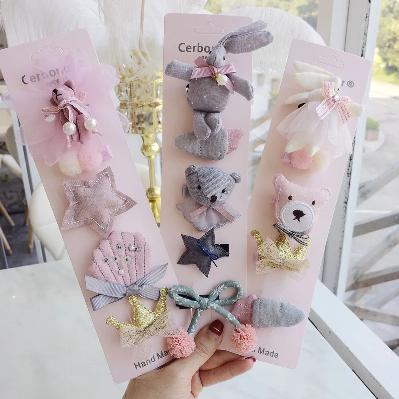 Hot Sales 5pcs Baby Girls Cartoon Hair Accessories Kids Cute Hairbands Children Headbands Headdress Infants Kawaii Barrettes | Детская
