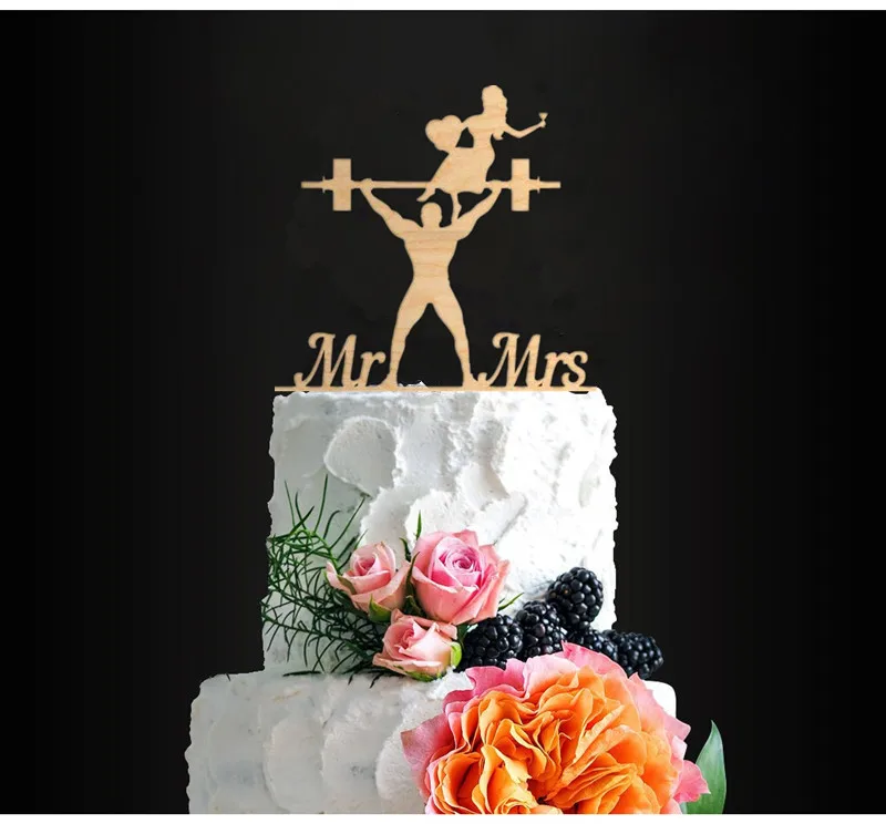 

Деревянный Топпер для свадебного торта для поднятия веса, украшение для свадебного торта, персонализированный Топпер для торта, декор для т...
