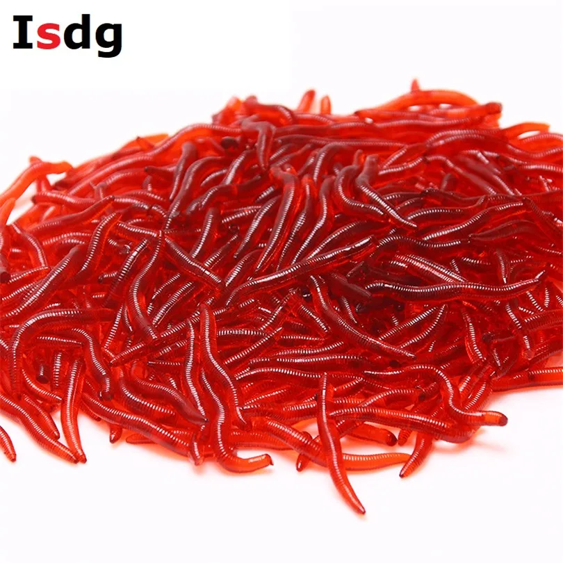 Isdg 100 шт./лот красный червячный силиконовый черви для приманки искусственная