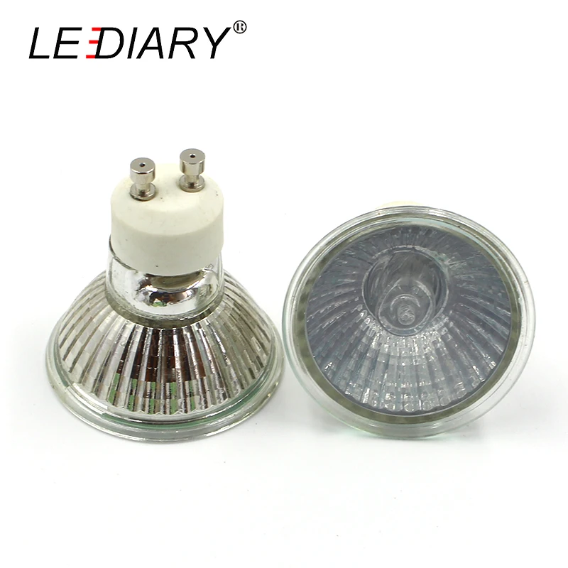 

Диммируемые галогенные лампы LEDIARY GU10 10 шт./лот, 220-240 В, 35 Вт, 50 Вт, супер яркие галогенные лампы в форме чашки, Прозрачное кварцевое стекло