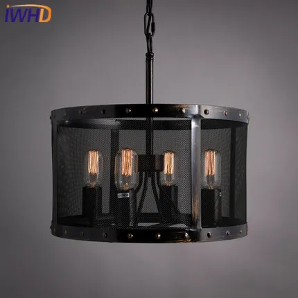 IWHD Style Loft Industrial Hanging Lamp Iron Retro Vintage Pendant Lights Creative 4 Heads Luminaire Suspendu Home Lighting