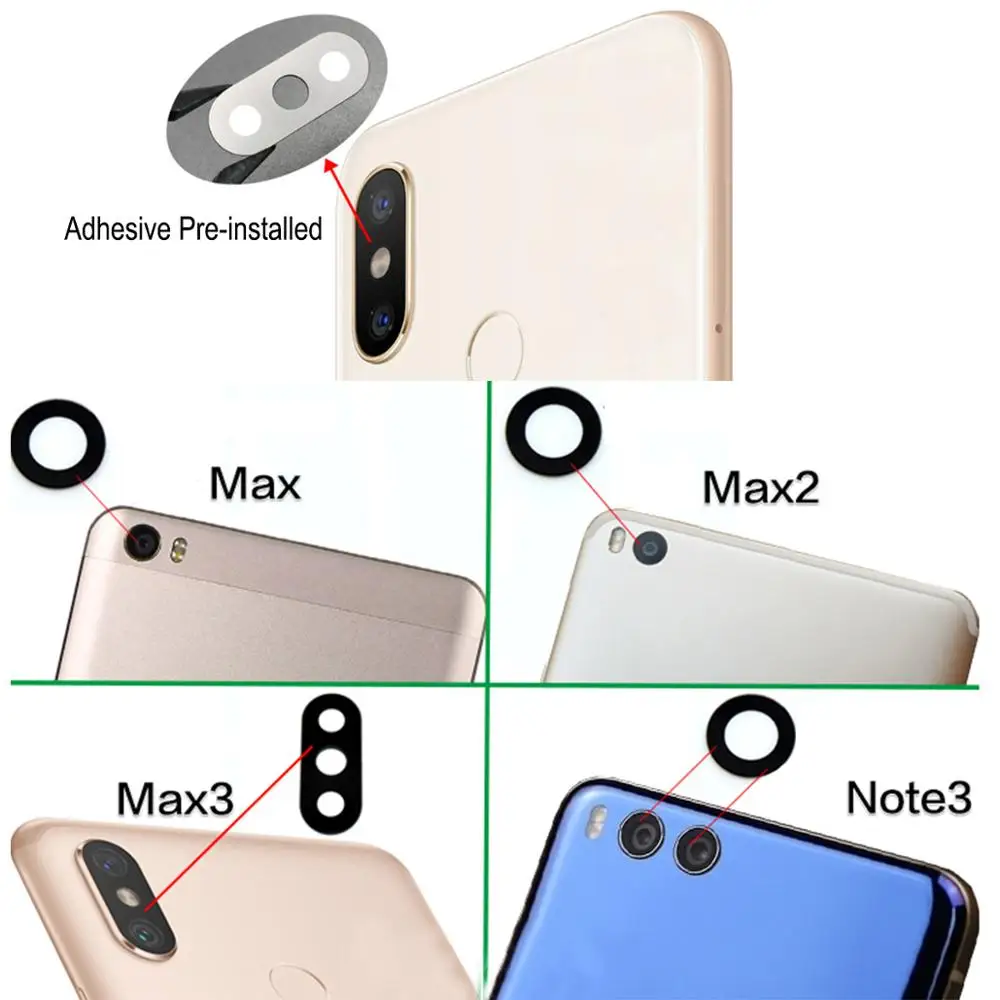 2 шт./лот для Xiaomi Mi 8 SE Lite Max 3 Note Mix 2S Задняя камера стеклянная крышка объектива