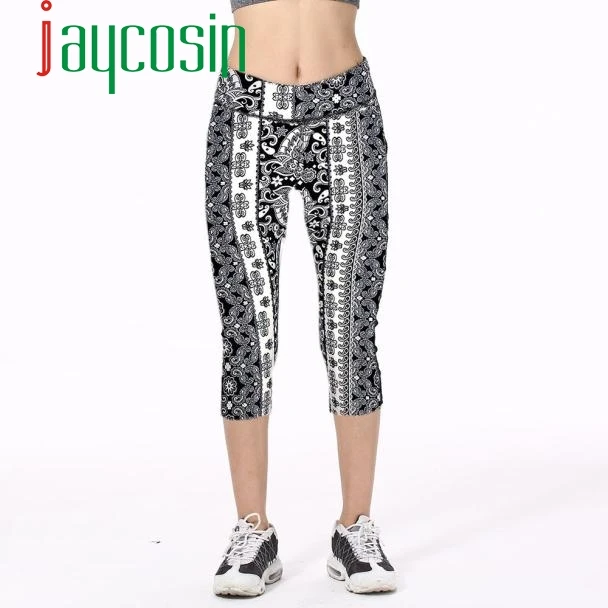 Женские леггинсы с принтом JAYCOSIN повседневные укороченные брюки для занятий