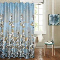 elegant orchids polyester fabric bath curtain mildew resistant soft bathroom curtain waterproof heat resisting shower curtain